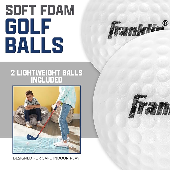 Franklin Sports Kids Toy Golf Club Set - 28" Youth Plastic Golf Club with Oversized Club Head + (2) Indoor Foam Golf Balls - Perfect for Backyard, Outdoor + Indoor Play + Practice - Kids Ages 3 and Up