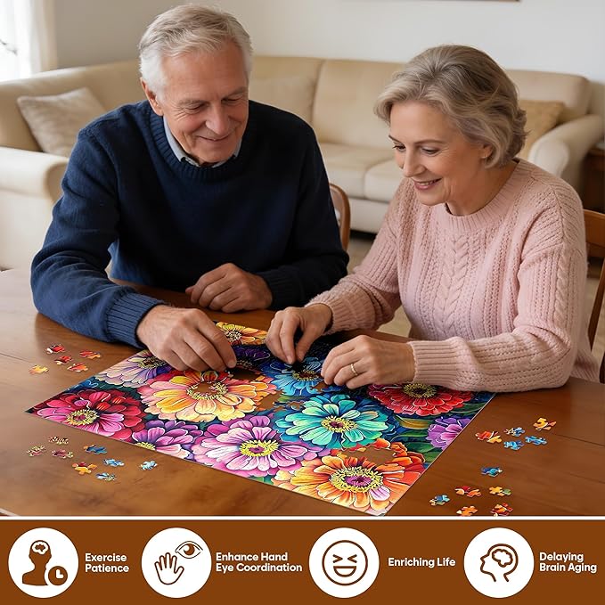 500 Piece Puzzle for Adults Puzzle Flowers, Recycled Cardboar Jigsaw Puzzles 500 Pieces for Elderly, Family Activity Game Great Gift for Mom Dad Friend Difficult Puzzles Size 20.5 x 15 inches