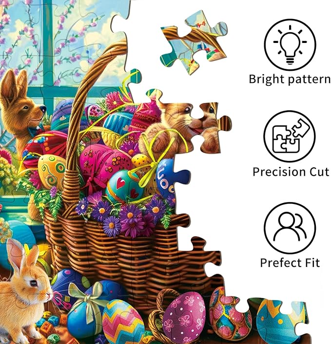 Puzzles for Adults 1000 Pieces, Jigsaw Puzzle for Adults, Fun Challenging Puzzle, A Basket of Easter Egg Wonders Puzzles Game, Interlock Perfectly No Dust, Gifts for Easter Earth Day