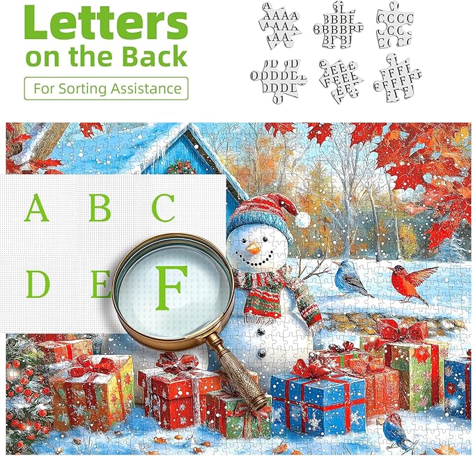Winter Snowman Fun 1000 Piece Puzzle for Adults, Fun Puzzles for Adults 1000 Pieces with HD Print & Poster, 27.5 * 19.7 in Dust Free, for Gifts Halloween Christmas Family Games Lovers