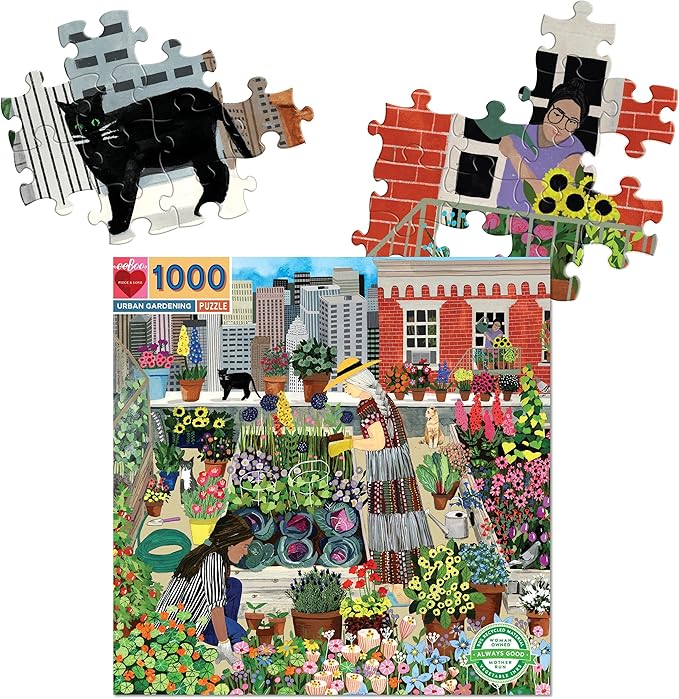 eeBoo 1000 Piece Puzzle - Urban Gardening Jigsaw Puzzle for Adults, Square 23" x 23" Made with Recycled Board & Vegetable-Based Ink