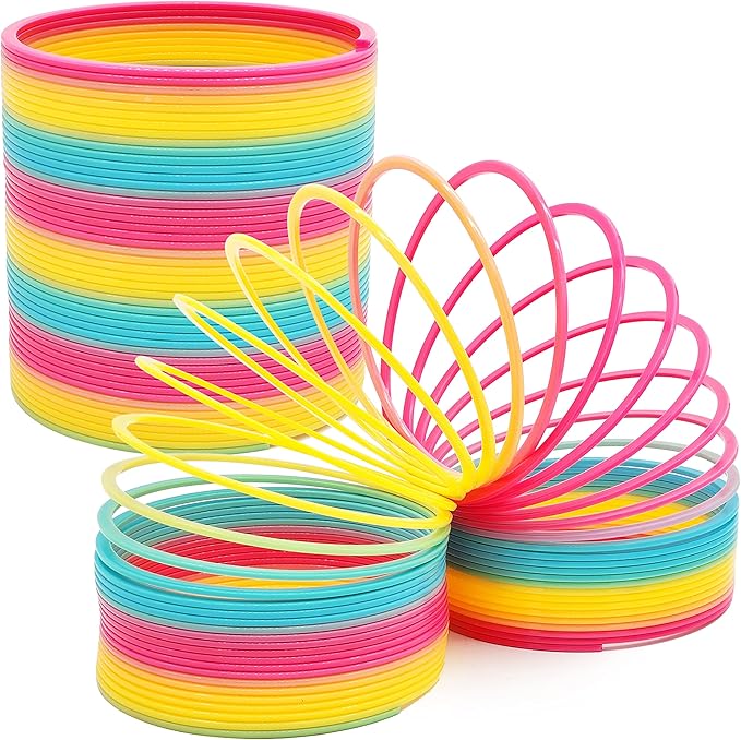 The Dreidel Company Jumbo Rainbow Plastic Coil Spring, Party Favor for Kids, Individually Wrapped, 6" (150mm) Spring (Single)