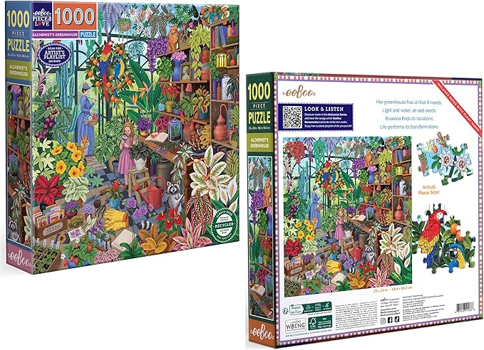 eeBoo 1000 Piece Puzzle - Alchemist's Greenhouse Jigsaw Puzzle for Adults, Square 23" x 23" Made with Recycled Board & Vegetable-Based Ink