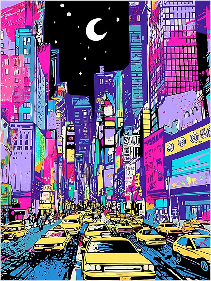 RoseArt - Neon Brights - Neon NYC - 500 Piece Jigsaw Puzzle for Adults, NYC Skyline