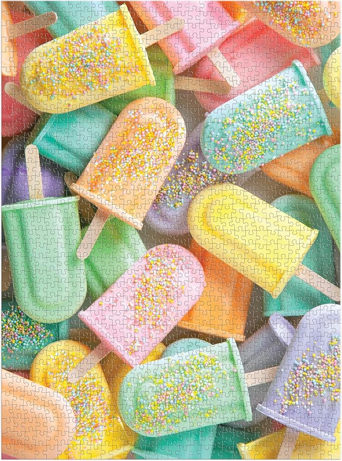 Galison ICY Treats – Julie Seabrook Ream 1000 Piece Puzzle Featuring A Pastel Collage of Frozen Treats Perfect for Summer