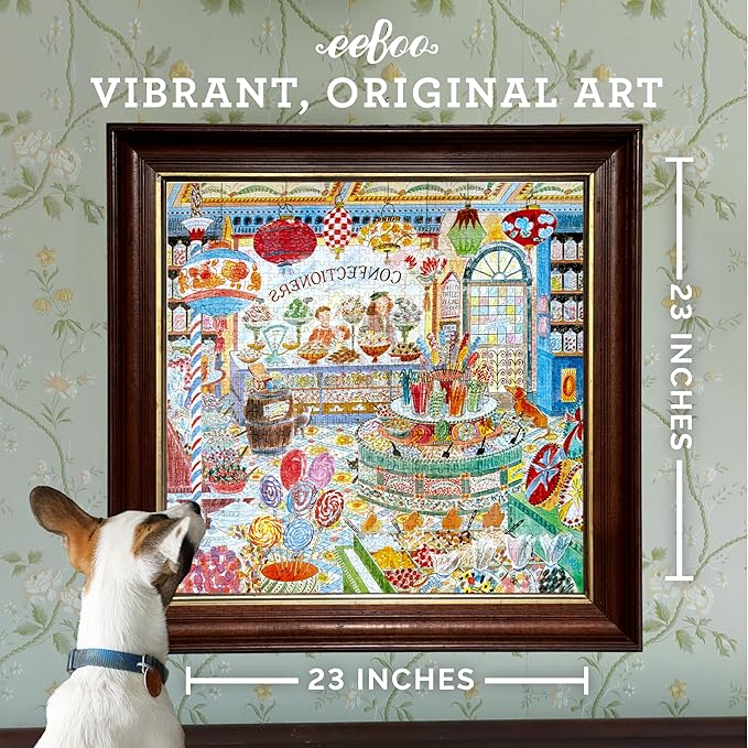 eeBoo 1000 Piece Puzzle -Sweet Shoppe Puzzle for Adults, Square 23" x 23" Made with Recycled Board & Vegetable-Based Ink
