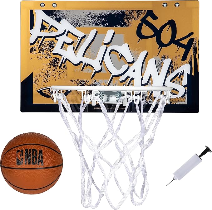 Franklin Sports NBA Team Over the Door Basketball Hoops - Kids Indoor Mini Basketball Hoop + Ball Set - NBA Fan Mini Hoops