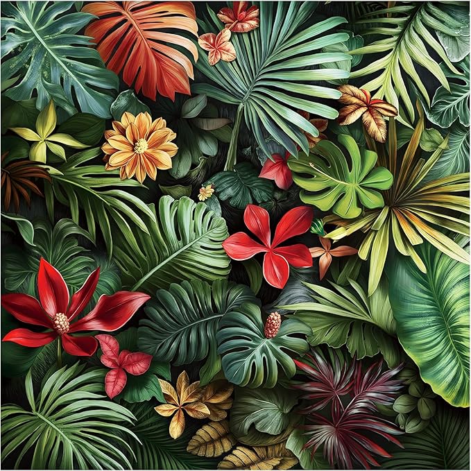 Jigsaw Puzzles for Adults 1000 Pieces, Tropical Rainforest Plants Square Challenging Unique Puzzle for Game Night Family Home Decor, 24x24 Inches, FernLeaf