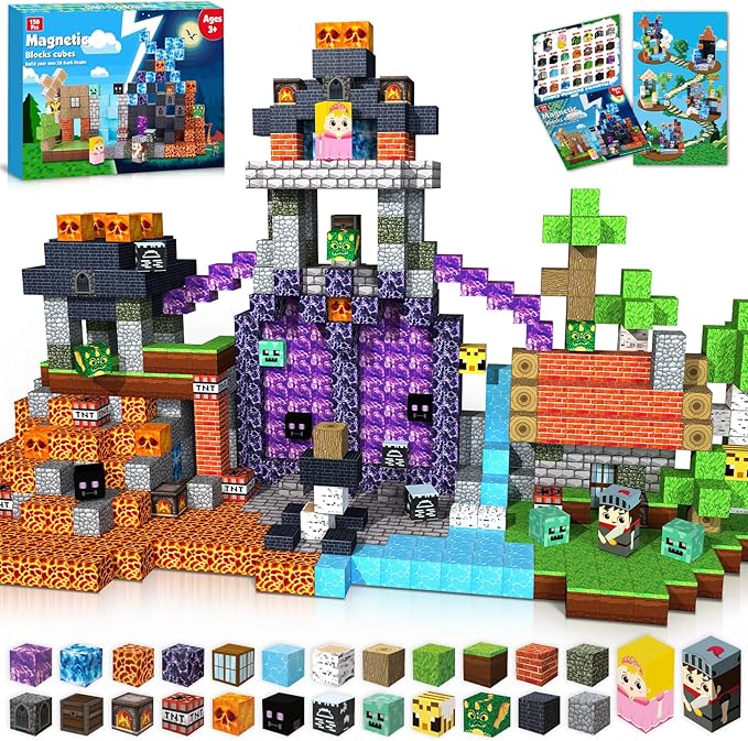 Magnetic Blocks - 150 PCS Build Dark Hell Forest Castle - Magnetic Toys for Montessori Toddler Easter Christmas Birthday Gifts - STEM Sensory Toys for 3 4 5 6 7 8 9 10 Year Old Boys & Girls
