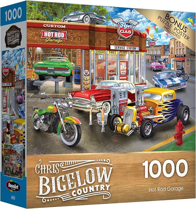 RoseArt - Chris Bigelow - Hot Rod Garage - 1000 Piece Jigsaw Puzzle for Adults