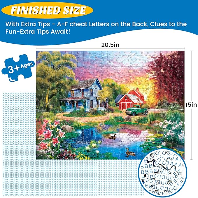 500 Pieces Puzzle for Adults,Country Life Puzzle,Recycled Cardboard Nature Landscape Jigsaw Puzzles 500 Piece,Challenging Game Home Decor Birthday Party Gift Toy for Adults Seniors 20.5 * 15 in