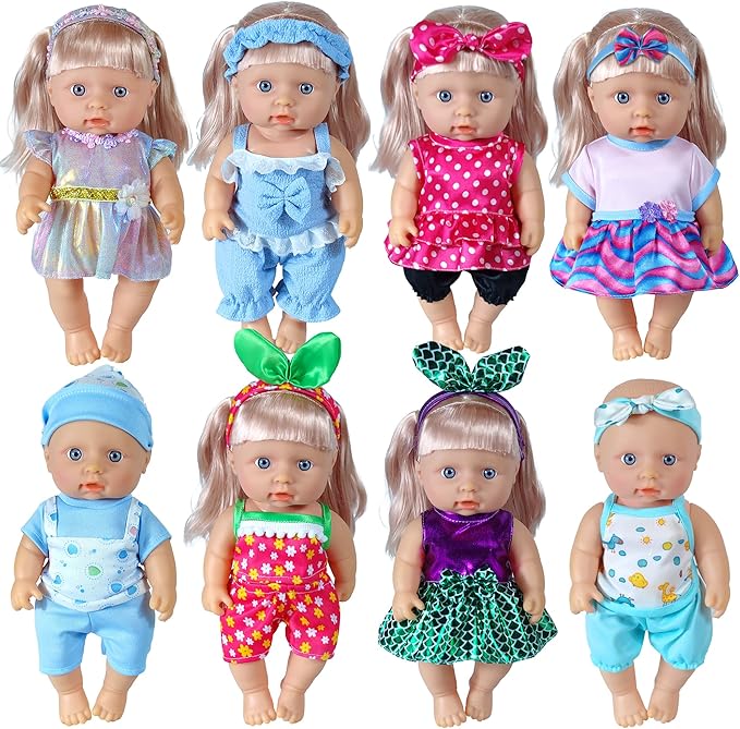 WONDOLL 8-Sets 8-10-inch Doll-Clothes-Accessories Baby-Doll-Clothes Costumes Outfits Christmas Birthday Gift for Little Girl（no Doll）