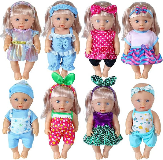 WONDOLL 8-Sets 8-10-inch Doll-Clothes-Accessories Baby-Doll-Clothes Costumes Outfits Christmas Birthday Gift for Little Girl（no Doll）