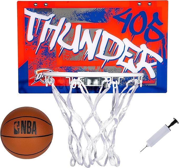Franklin Sports NBA Team Over the Door Basketball Hoops - Kids Indoor Mini Basketball Hoop + Ball Set - NBA Fan Mini Hoops