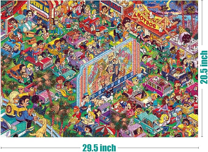 ANTELOPE 3 in 1 1000 Piece Puzzle Bundle - Roller Coaster, Drive in Movie, Cat Castle - 3000 Piece Jigsaw Puzzle, 3 Count, 15 Years and Up