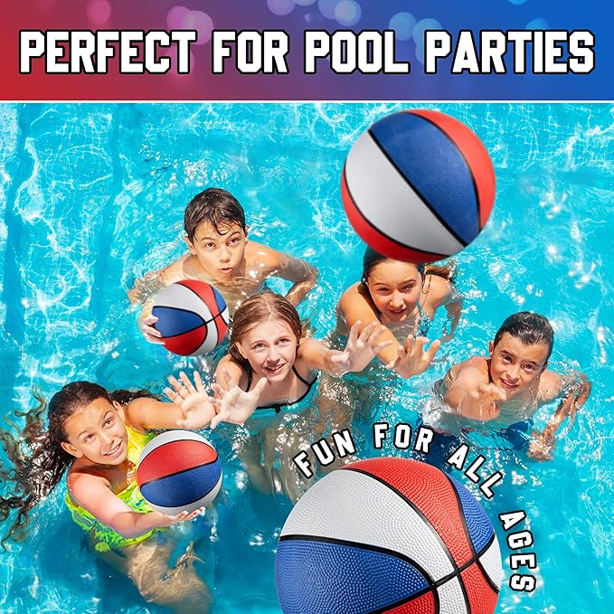 Bedwina Rubber Mini Basketball Balls for Kids 7 Inch, Size 3 Pack of 3 - Pool Basketball for Mini Hoop Outdoor & Indoor