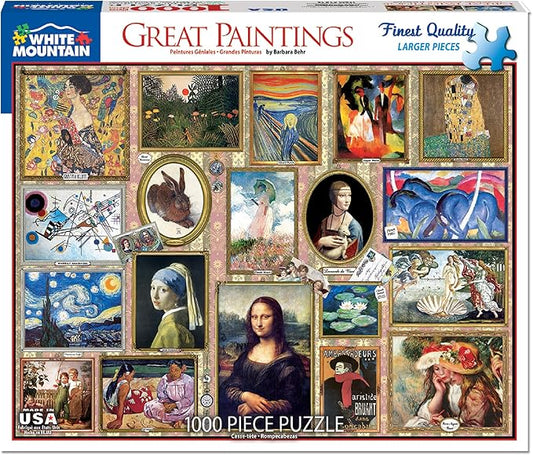 White Mountain 1000 Piece Jigsaw Puzzle Famous Art Masterpieces Puzzles with Large Pieces for Adults and Family 24"x30" – Great Paintings