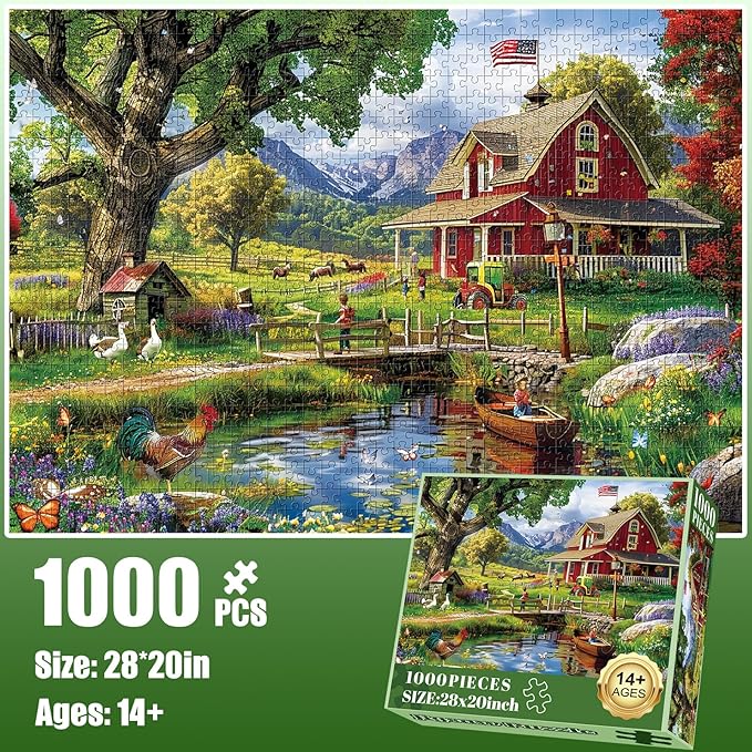 1000 Piece Puzzle for Adults - Country Clubhouse Puzzle for Adults Children - Recycled Paper Jigsaw Puzzle 1000 Pieces - Fun and Challenging Family Game Great Gift Idea, 28 * 20 in