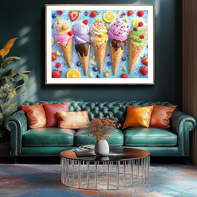 500 Piece Puzzle for Adults, Jigsaw Puzzles with Ice Cream Cones with Fruit, Funny Puzzle, Perfectly Fitting Pieces, Home Decor Birthday Party Gift for Adults Seniors 23"x15"
