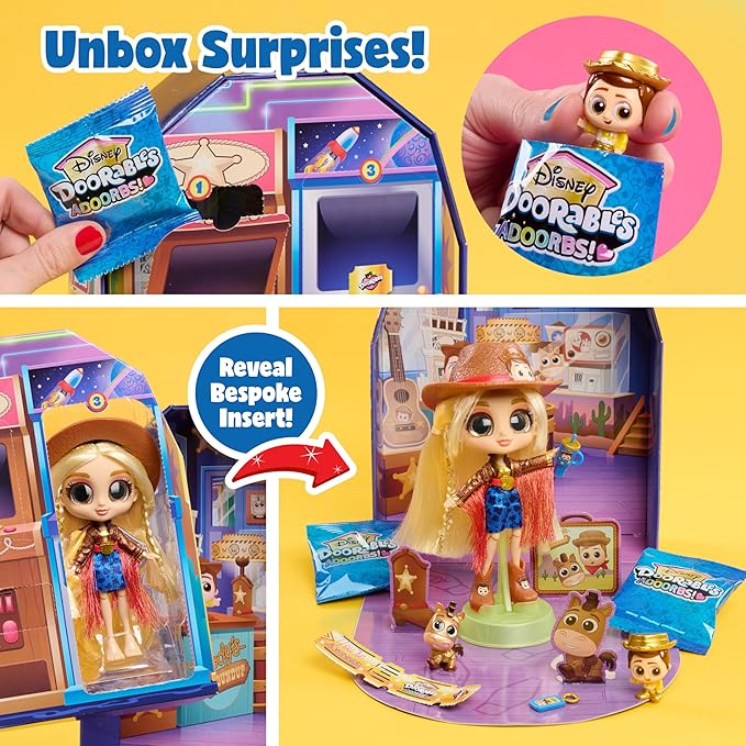 Disney Doorables ADOORBS Toy Story Superfan Doll, UNbox 10 Mini Accessories, 2 Exclusive Figures, Fun Play Area, Toy Gift for Collectors, Fans, Tweens, Girls & Kids 5+ by Just Play