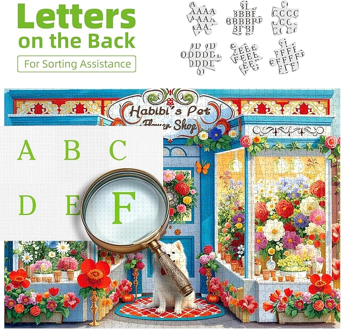 Spring Flower Shop 1000 Piece Puzzles for Adults Clearance, Fun Spring Puzzles for Adults 1000 Pieces with HD Print & Poster, 27.5" X 19.7" Dust Free, for Gifts Halloween Christmas Family Games
