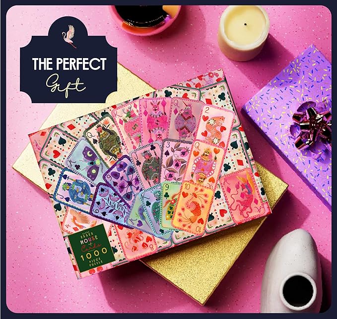 Elena Essex Puzzles for Adults 1000 Pieces - House of Cards, 1000 Piece Puzzle for Adults, Jigsaw Puzzles 1000 Pieces, Cool Deck Pack of Cards Puzzle, Size 28x20 inches