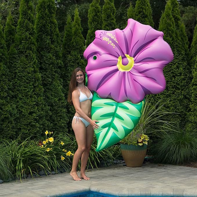 SWIMLINE Inflatable Swimming Pool Float Lounger Raft Mattress, Fun Mat, Hibiscus Flower, Purple