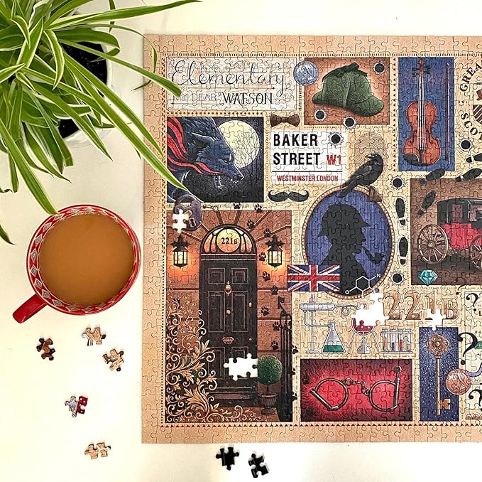 Gibsons Book Club Sherlock Holmes 1000 Piece Puzzle – Made in America – British Literature Detective Puzzle for Adults & Teens – Premium 100% Recycled Board