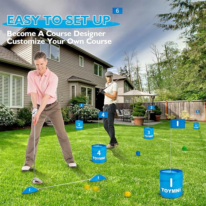 Golf Game Set - Portable Indoor/Outdoor Backyard/Beach PAR 6 Hole Game for Adults & Kids