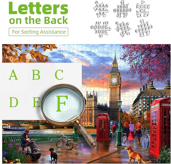 1000 Piece Puzzle for Adults, London Big Ben Westminster Palace Jigsaw Puzzles, Funny Puzzle, Perfectly Fitting Pieces, Home Decor Birthday Party Gift for Adults Seniors 27.5" x 19.7"