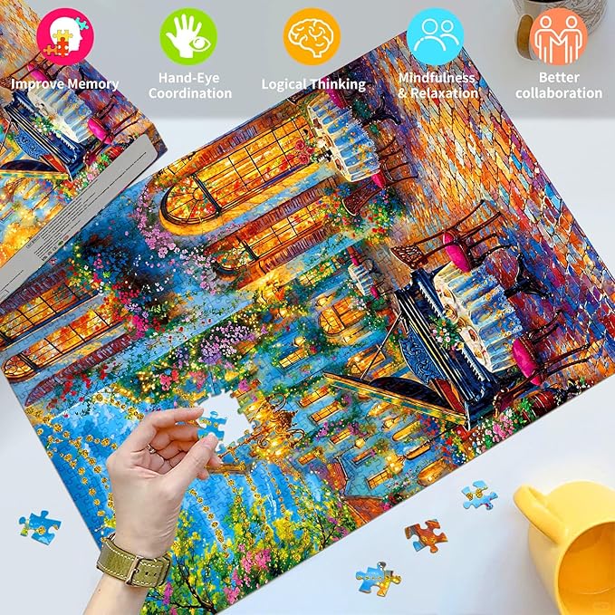 ChalzidarJigsaw Puzzles for Adults 1000 Pieces, Impossible Difficult Hard Fun 1000 Piece Jigsaw Puzzles for Adults-1:1 Poster-Romantic Piano