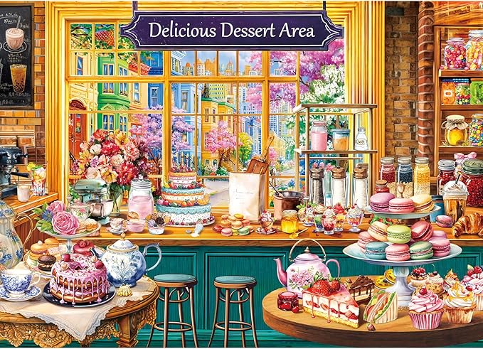 1000 Piece Puzzles for Adults,Dessert Story Jigsaw Puzzle 1000 Pieces for Adults Seniors,Challenging Family Games Holiday Party Gifts -1:1 Poster Interlock Perfectly Letter on Back