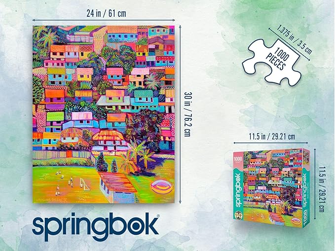 Springbok Bella Vista Golfito 1000 Piece Jigsaw Puzzle for Adults - Colorful Tropical Village - Unique Cut Pieces - Made in USA