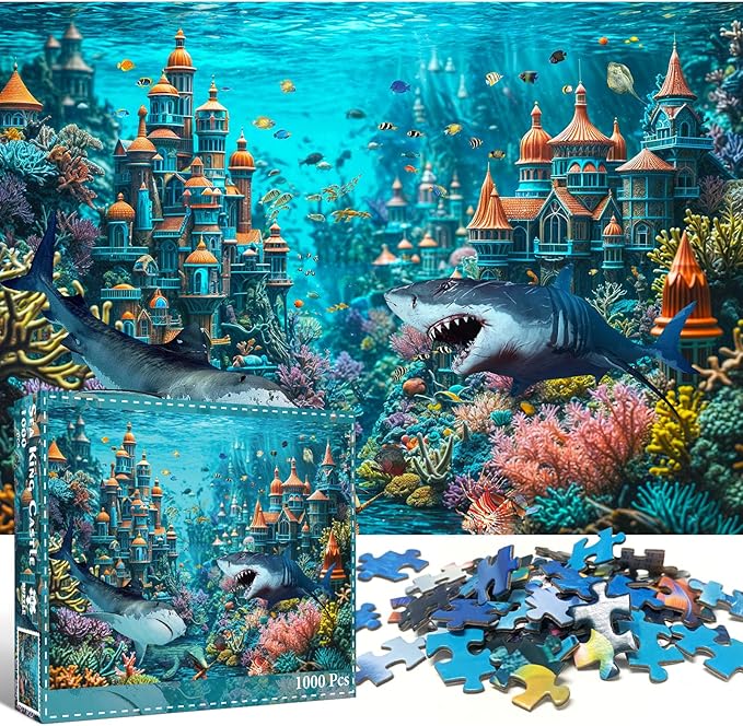 1000 Piece Puzzle for Adults, Sea King Castle Jigsaw Puzzle, Impossible Puzzles Game, Interlock Perfectly No Dust, Home Decoration Puzzle, Gift for Friends Parents Couples