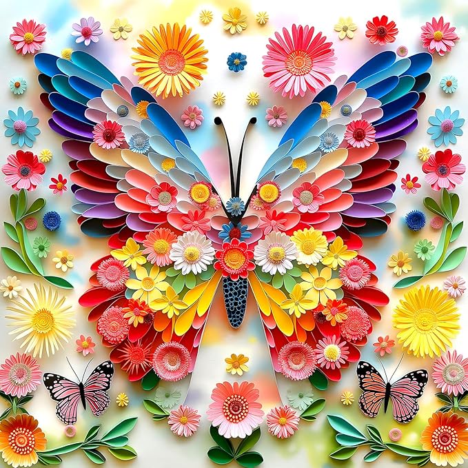 Puzzles for Adults 500 Pieces Colorful Butterfly FlowerJigsaw Puzzles 500 Pieces Difficult Fun Paper Art Unique Beautiful Family Puzzle Challenging Games Gift for Teens Adults (20"x20")