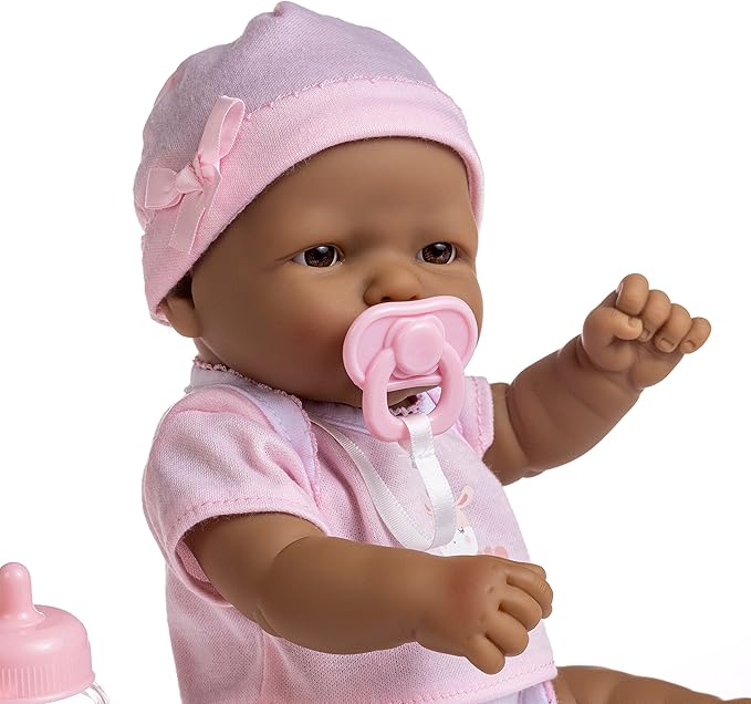 JC Toys - La Newborn Nursery | 7 Piece Baby Doll Gift Set | 12" Life-Like Hispanic Doll with Accessories | Purple | Ages 2+ (18347)