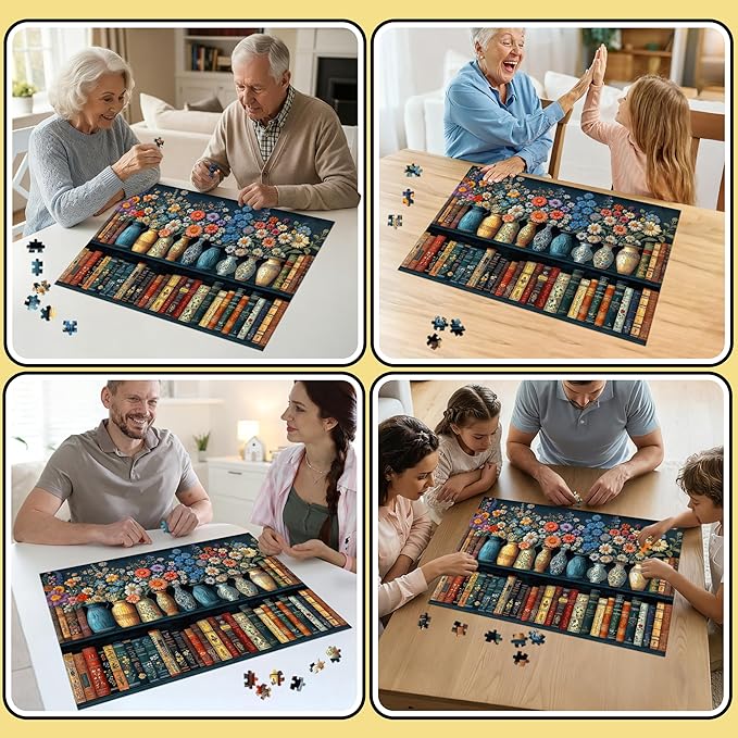 Wildflower Book Puzzles for Adults 1000 Pieces Puzzle Clearance Vintage Books Challenging Adult Puzzles 1000 Pieces Puzzle Perfect for Family Game 27.5 x 19.6 inch