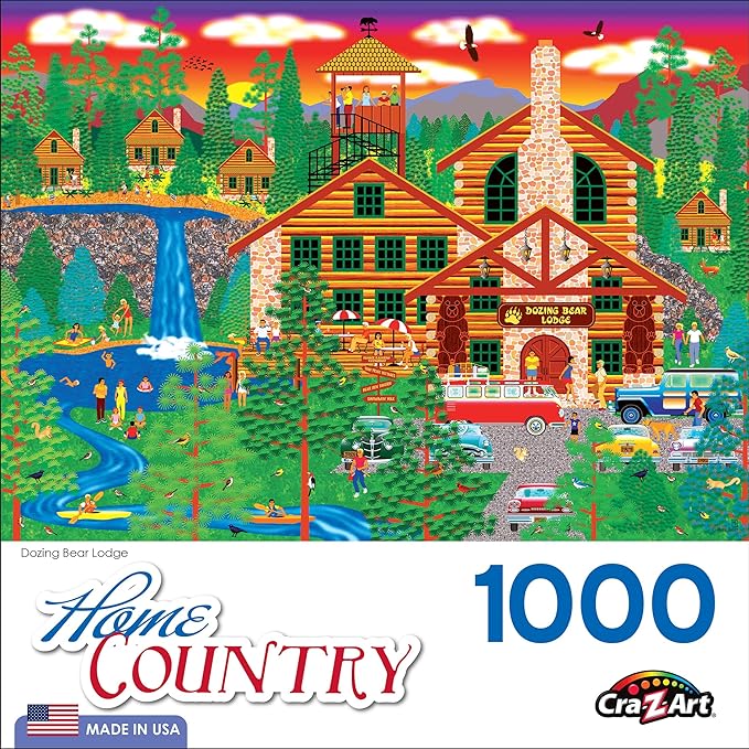 RoseArt - Home Country - Dozing Bear Lodge - 1000 Piece Jigsaw Puzzle for Adults