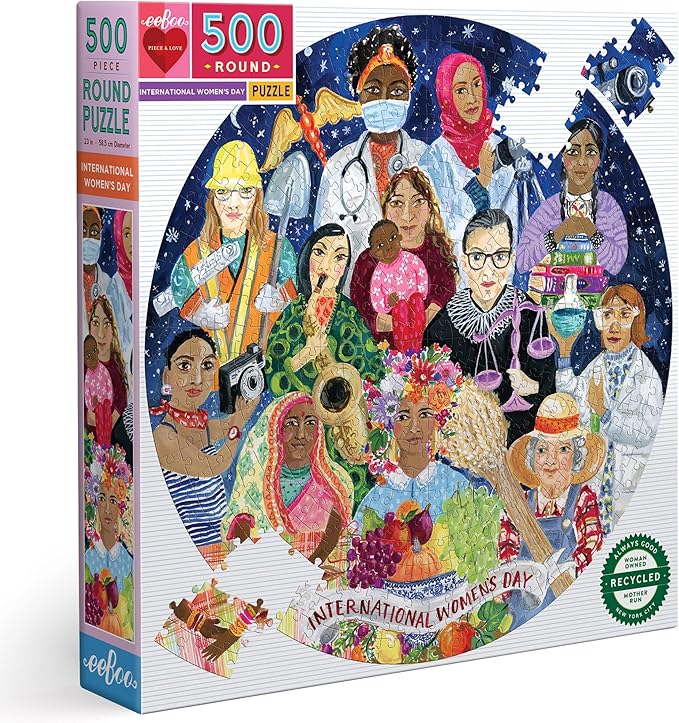 eeBoo 500 Piece Puzzle - International Women's Day Jigsaw Puzzle for Adults, Circular with 23" Diameter, Recycled Board & Vegetable-Based Ink