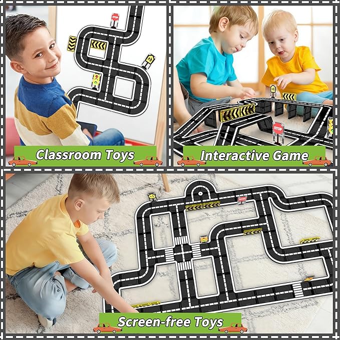 Magnetic Tiles Road Expansion Set, STEM Magnetic Building Blocks for Kids Ages 3-5 4-8 5-7, Preschool Learning Sensory Kids Toys for Toddler Birthday