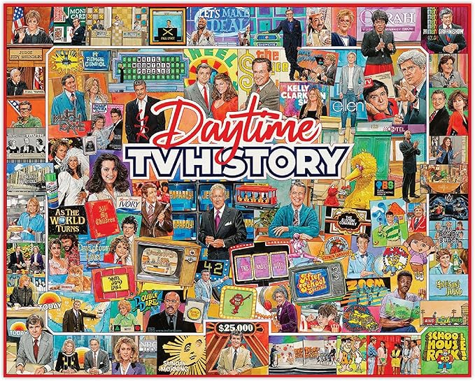White Mountain 1000 Piece Jigsaw Puzzle Fun Retro Collage Puzzles with Large Pieces Gift for Adults and Family 24"x30" - Daytime TV History
