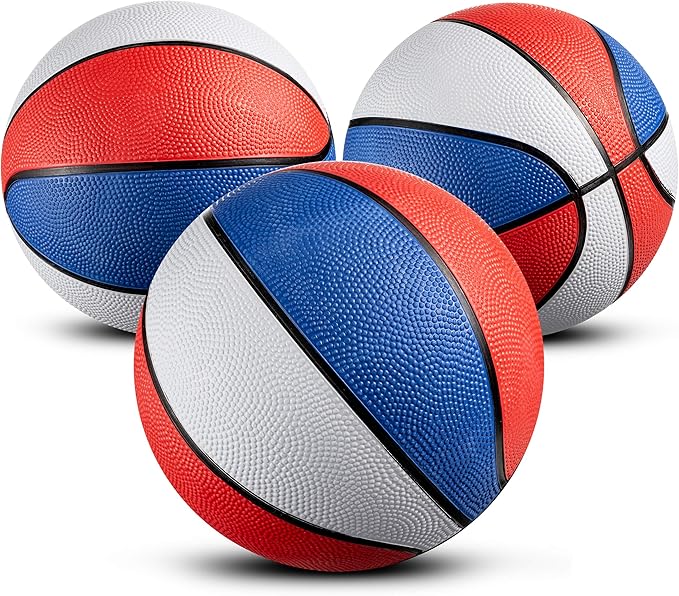 Bedwina Rubber Mini Basketball Balls for Kids 7 Inch, Size 3 Pack of 3 - Pool Basketball for Mini Hoop Outdoor & Indoor