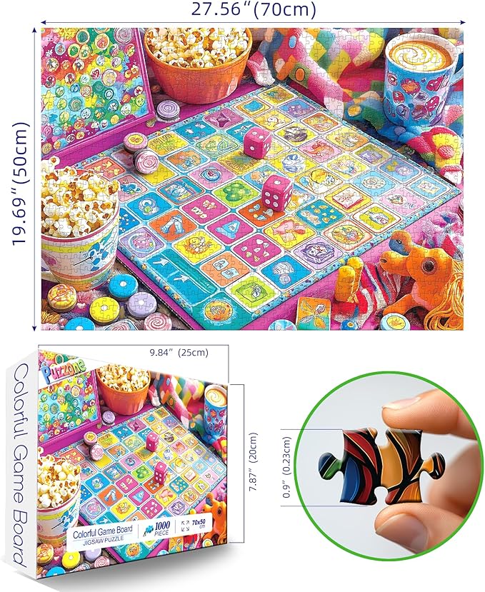 Jigsaw Puzzle for Adults 1000 Piece, Colorful Game Scene Challenge Fun Puzzles with Letters for Family Party Decoration, Finished Size 27.5" x 19.7"