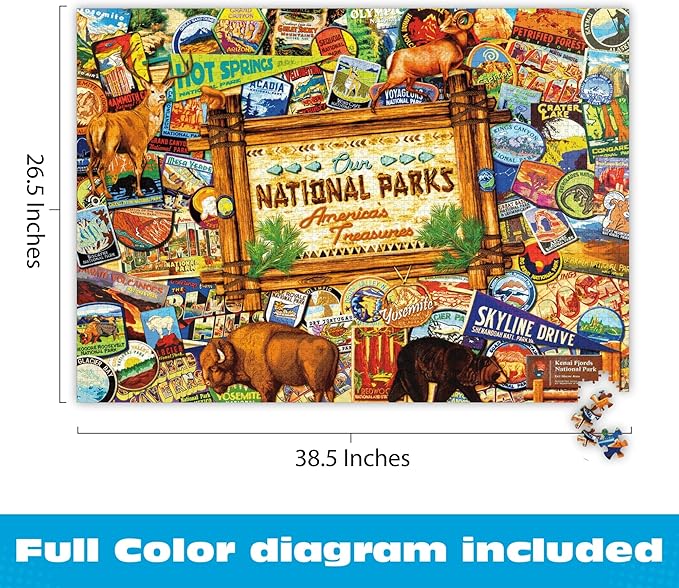 Buffalo Games Jigsaw Puzzle – Our National Parks Collage by Kate Ward Thacker – 2000-Piece Puzzle for Adults, Includes Poster, Made in USA