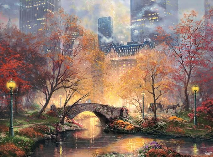 Ceaco - Central Park in the Fall - Thomas Kinkade - Jigsaw Puzzle for Adults 1000 Pieces - Adult Puzzles Autumn New York City - Seasonal Art - 26.75 x 19.75