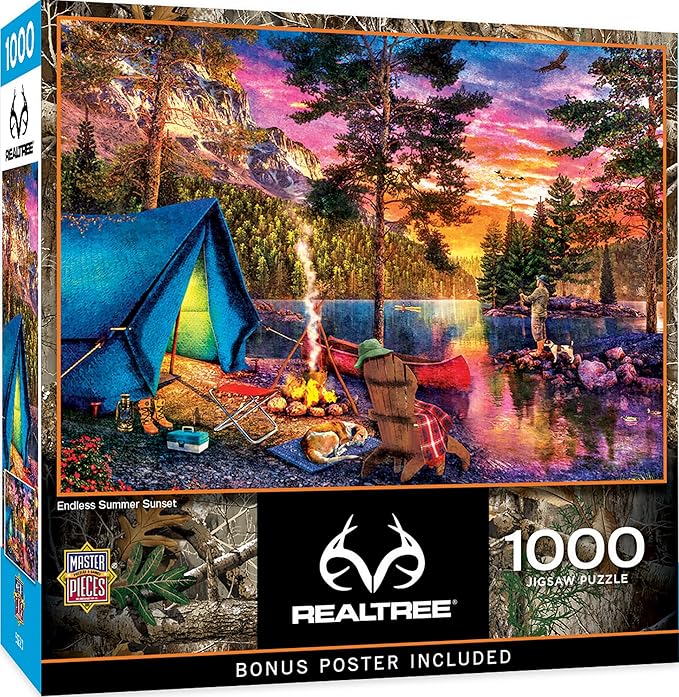 MasterPieces 1000 Piece Jigsaw Puzzle for Adults - Endless Summer Sunset - 19.25"x26.75" - Landscape Nature Scene - Officially Licensed Realtree - Ages 14+
