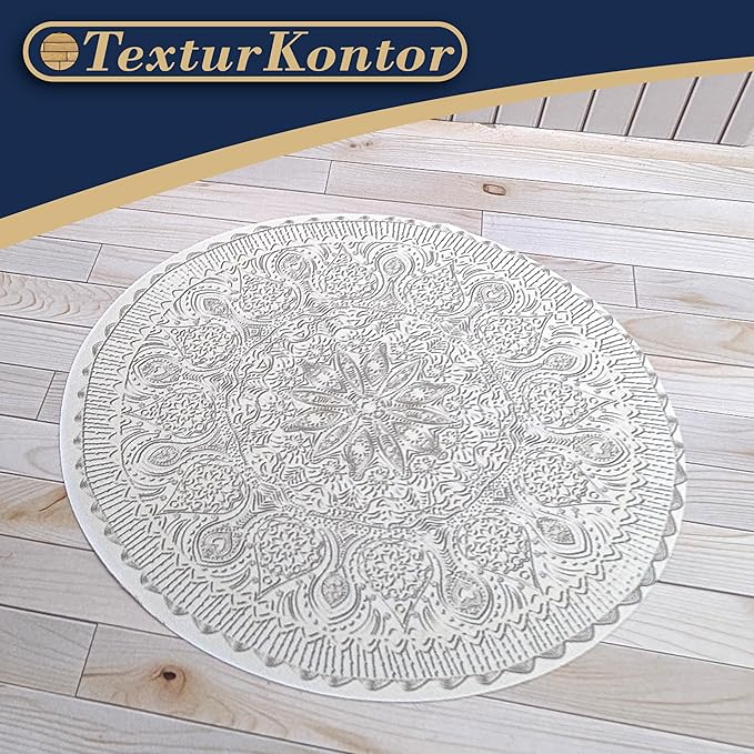 Self-Adhesive Carpet with Real Textile Structure for Dollhouses Scale 1:12 (Round Carpet Beige 1)