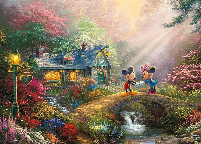 Ceaco - Thomas Kinkade - Disney - Mickey & Minnie Sweetheart Bridge - 1000 Piece Jigsaw Puzzle