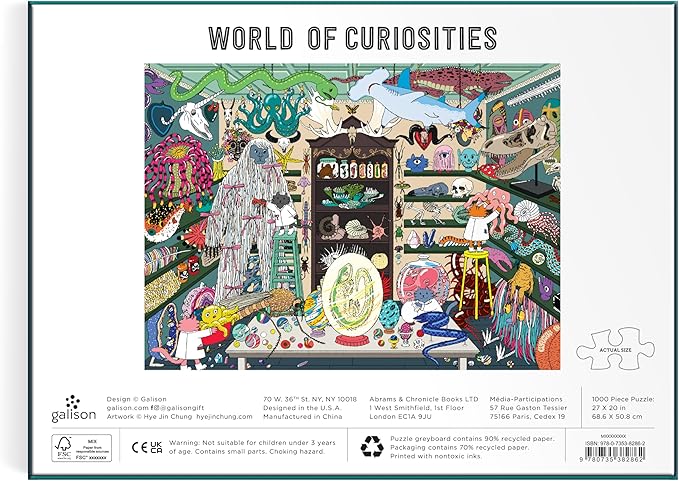 Galison World of Curiosities – 1000 Piece Jigsaw Puzzle Featuring Humorous Illustrations of A Spooky Shop Scene