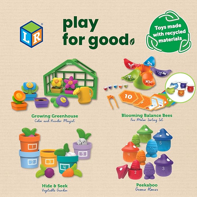 Learning Resources Peekaboo Gnome Homes - Sorting Toys for Toddlers, Colors and Size Recognition, Fine Motor Skills, Montessori Preschool Counting, Educational Activities, Gifts for Boys and Girls